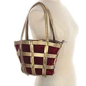 Just Campagne PANIER VALLÉE Valley Basket Velvet Handbag Purse Shoulder Bag